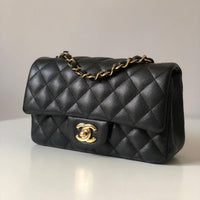 Chanel 17B Caviar Black Quilted Classic Flap Mini GHW