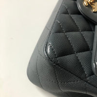 Chanel 18B Dark Grey Caviar Classic Flap Mini GHW.
