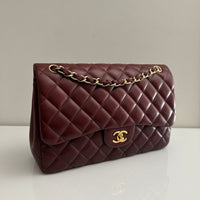 CHANEL Jumbo Classic Double Flap Burgundy Lambskin GHW