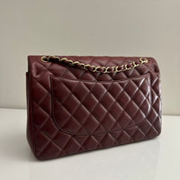 CHANEL Jumbo Classic Double Flap Burgundy Lambskin GHW
