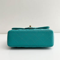 CHANEL Tiffany Green Caviar Classic Flap Mini GHW