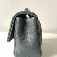 Chanel 18B Dark Grey Caviar Classic Flap Mini GHW.