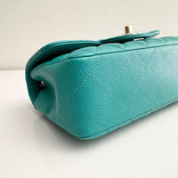 CHANEL Tiffany Green Caviar Classic Flap Mini GHW