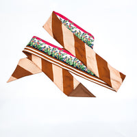 FENDI Wrappy Floral Silk Bandeau Leather Tipped