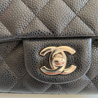 CHANEL Chanel Caviar Black Quilted Classic Flap Mini SHW