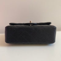 CHANEL Chanel Caviar Black Quilted Classic Flap Mini SHW