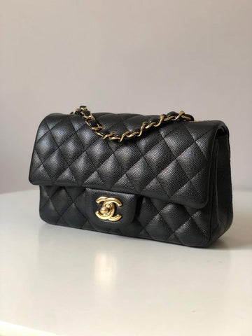 Chanel 17B Caviar Black Quilted Classic Flap Mini GHW
