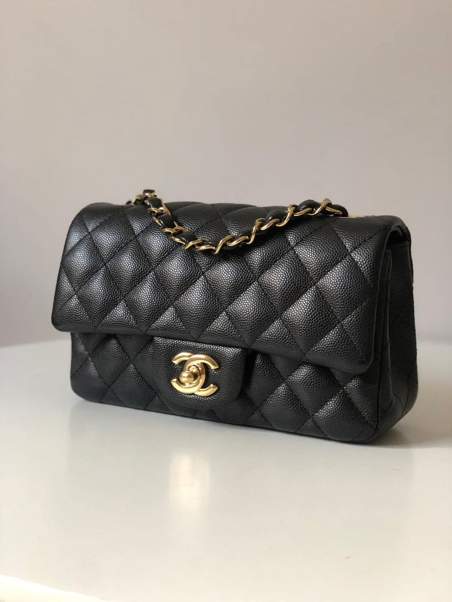 Chanel 17B Caviar Black Quilted Classic Flap Mini GHW