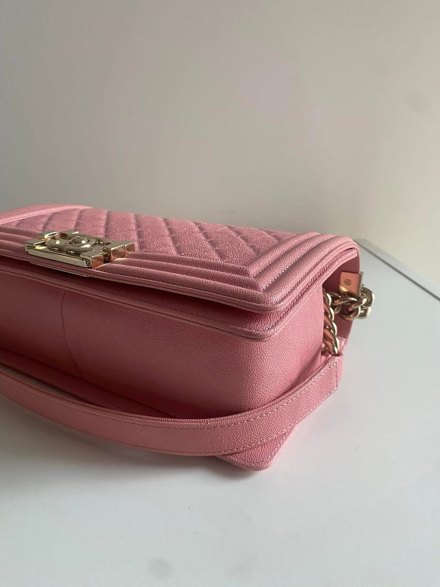 Chanel Old Medium Boy Quilted Caviar Gold Hardware