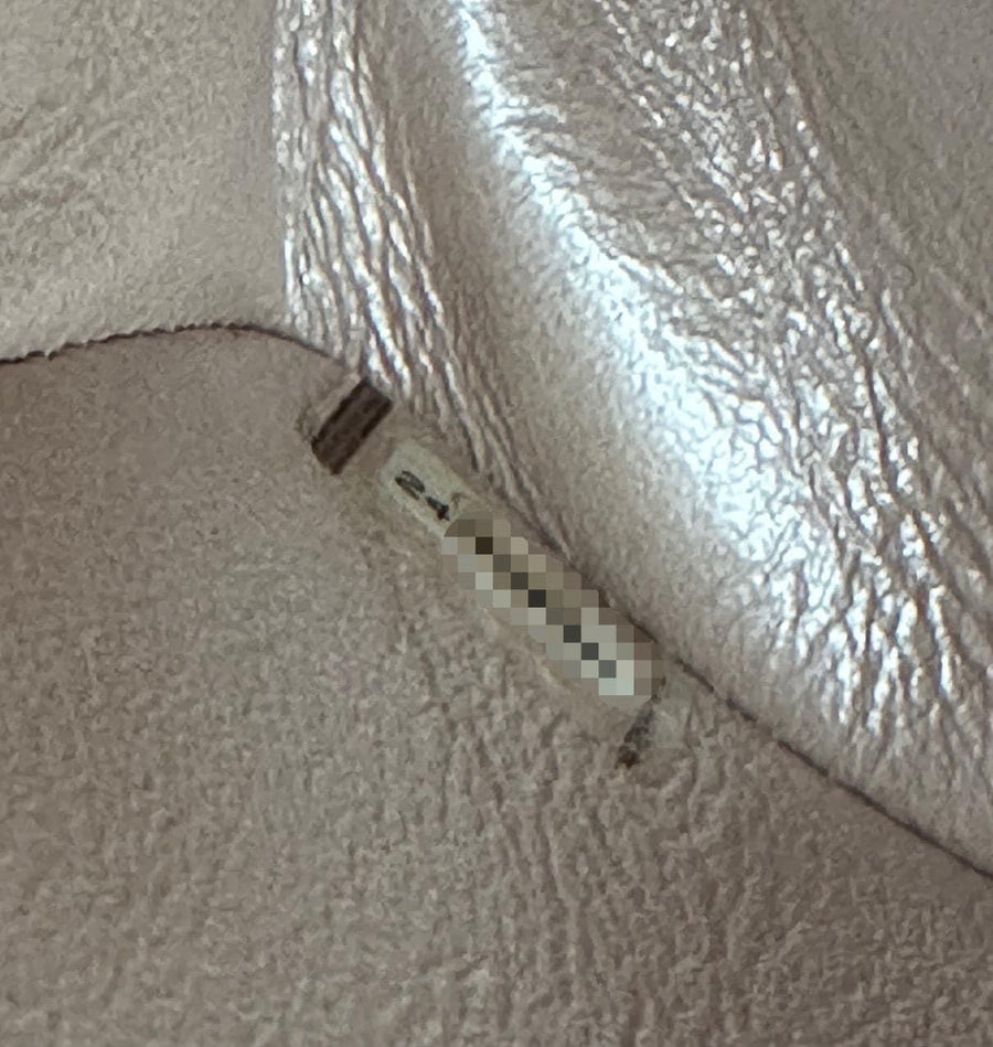 CHANEL Metallic Caviar Chevron Quilted Medium Double Flap Light Gold