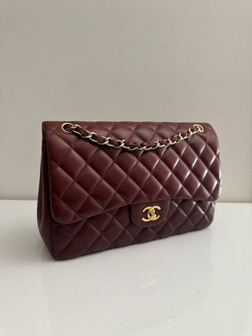 CHANEL Jumbo Classic Double Flap Burgundy Lambskin GHW