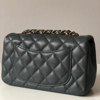 Chanel 18B Dark Grey Caviar Classic Flap Mini GHW.