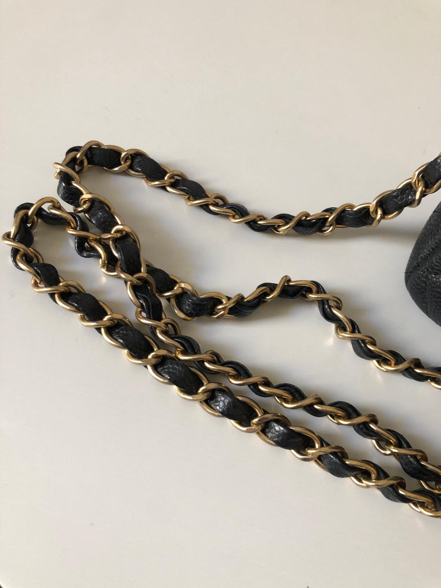 Chanel Caviar Black Quilted Classic Flap Mini GHW