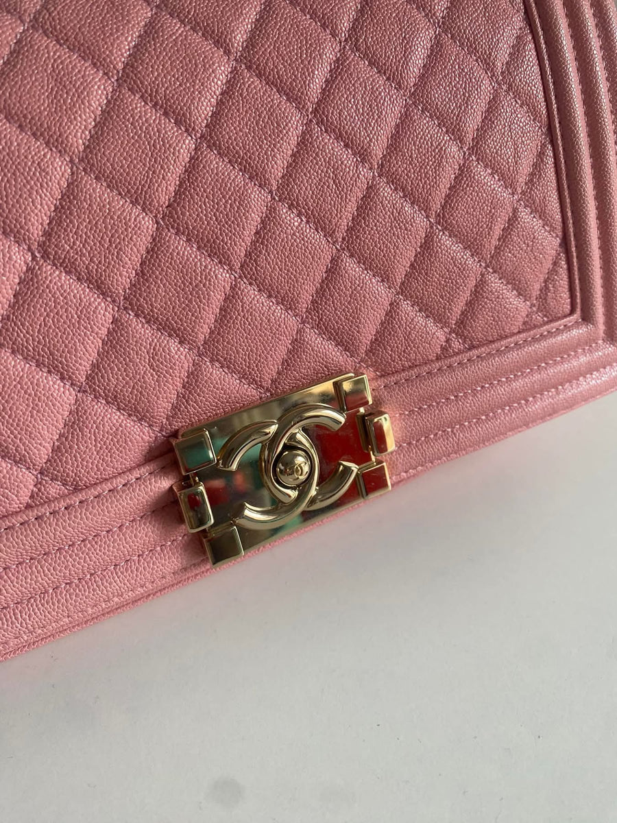 Chanel Old Medium Boy Quilted Caviar Gold Hardware