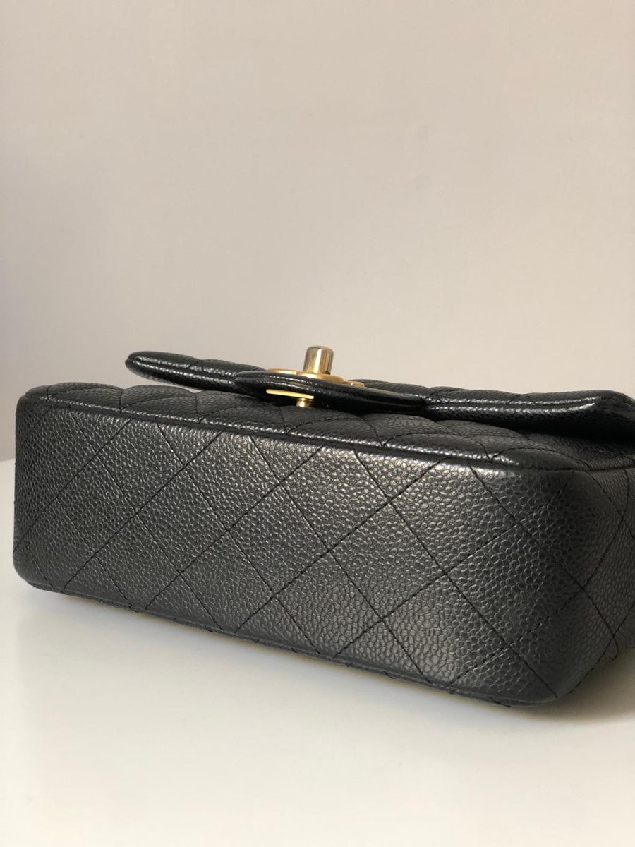 Chanel Caviar Black Quilted Classic Flap Mini GHW