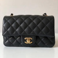 Chanel 17B Caviar Black Quilted Classic Flap Mini GHW