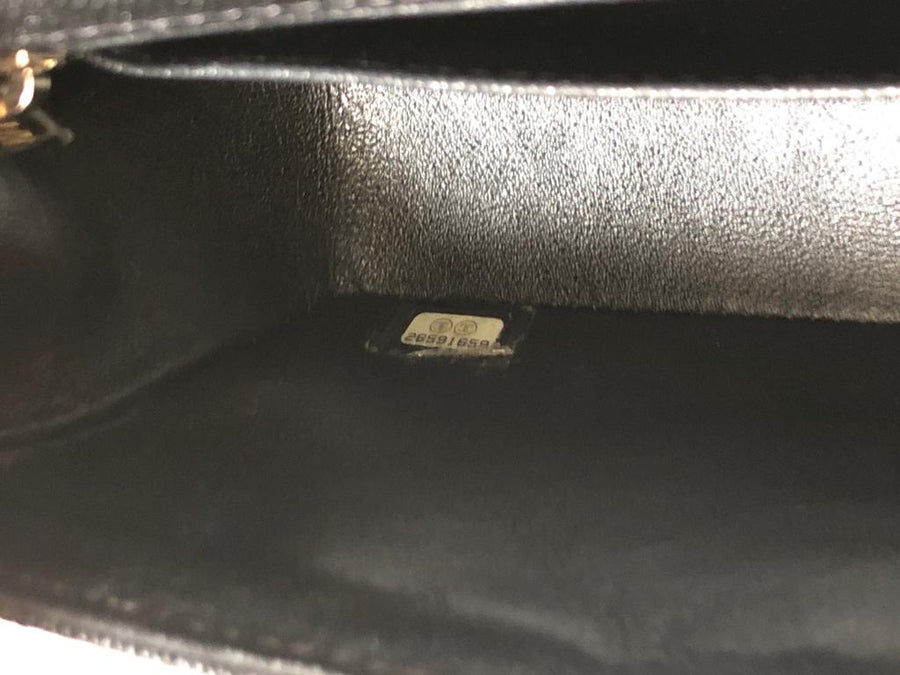 CHANEL Caviar Black Chevron Classic Flap Mini GHW