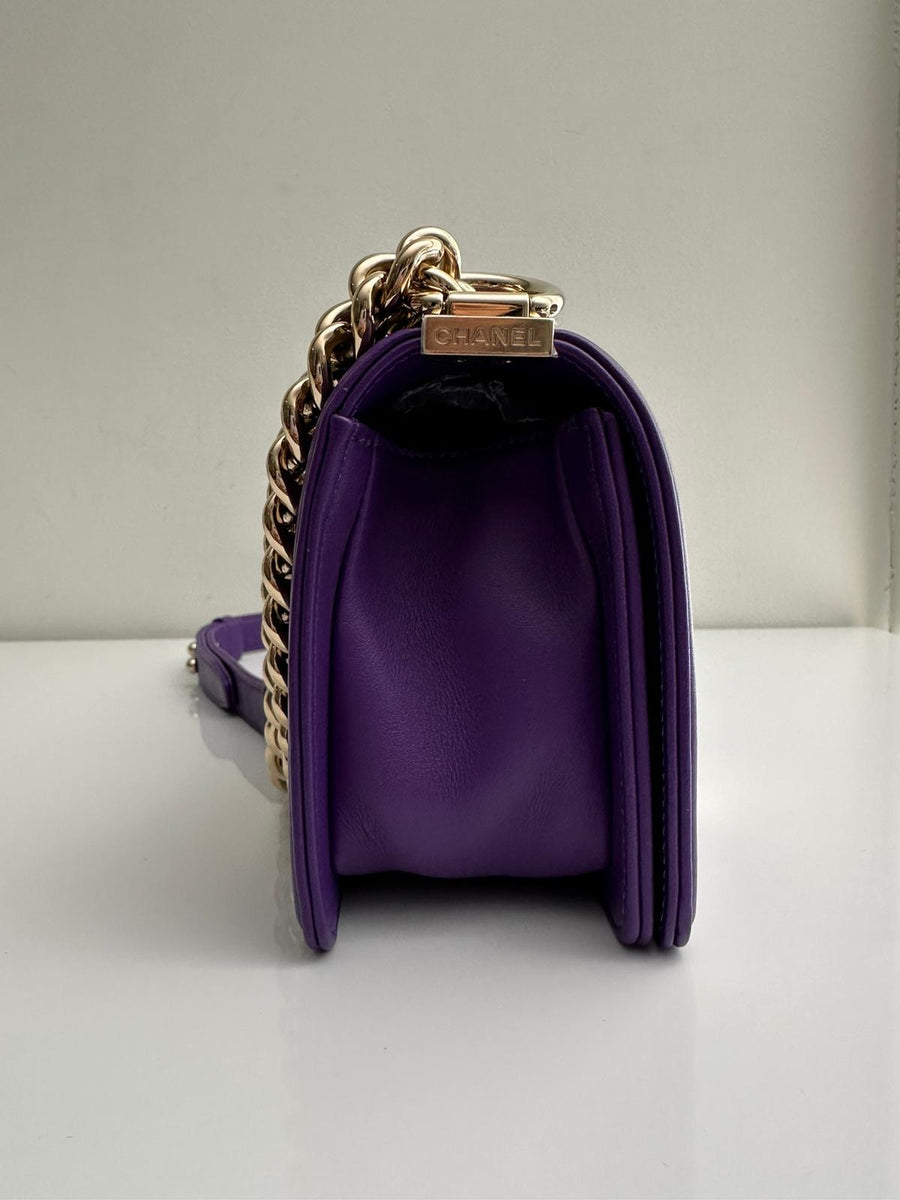 Chanel Small Boy Purple Caviar Lambskin LGHW