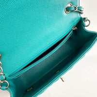 CHANEL Tiffany Green Caviar Classic Flap Mini GHW