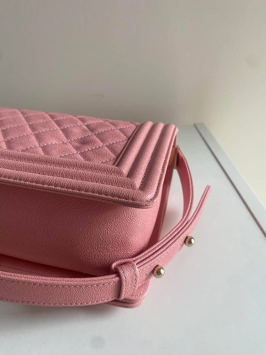 Chanel Old Medium Boy Quilted Caviar Gold Hardware