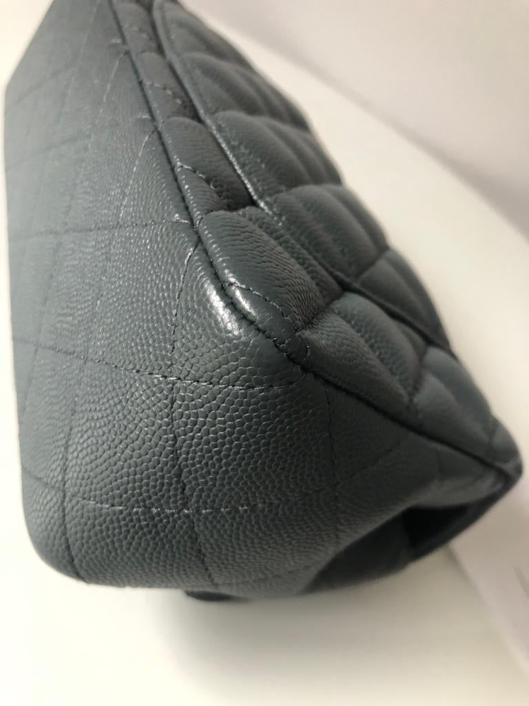 Chanel 18B Dark Grey Caviar Classic Flap Mini GHW.