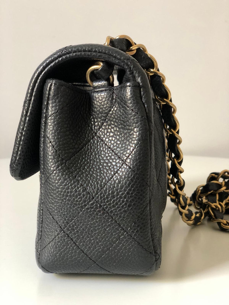 Chanel Caviar Black Quilted Classic Flap Mini GHW