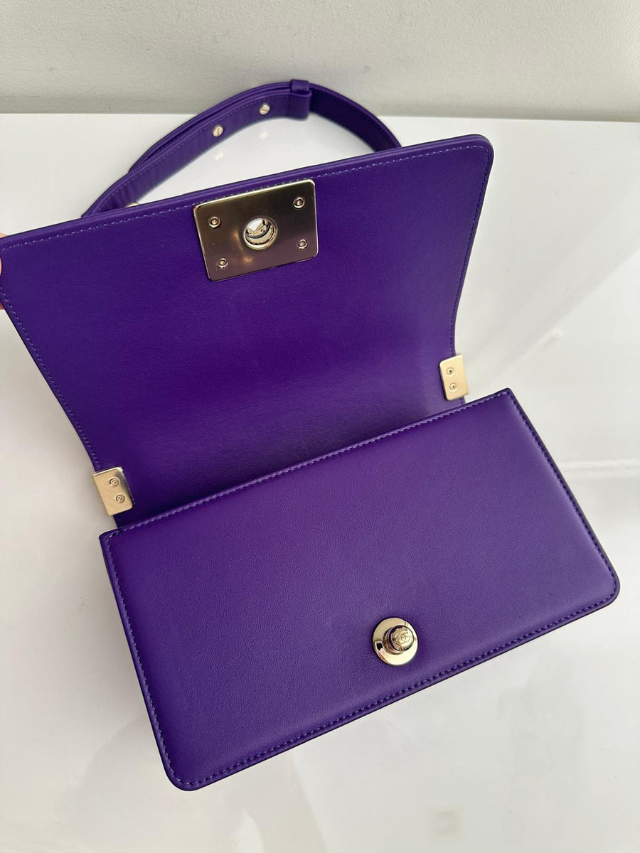 Chanel Small Boy Purple Caviar Lambskin LGHW