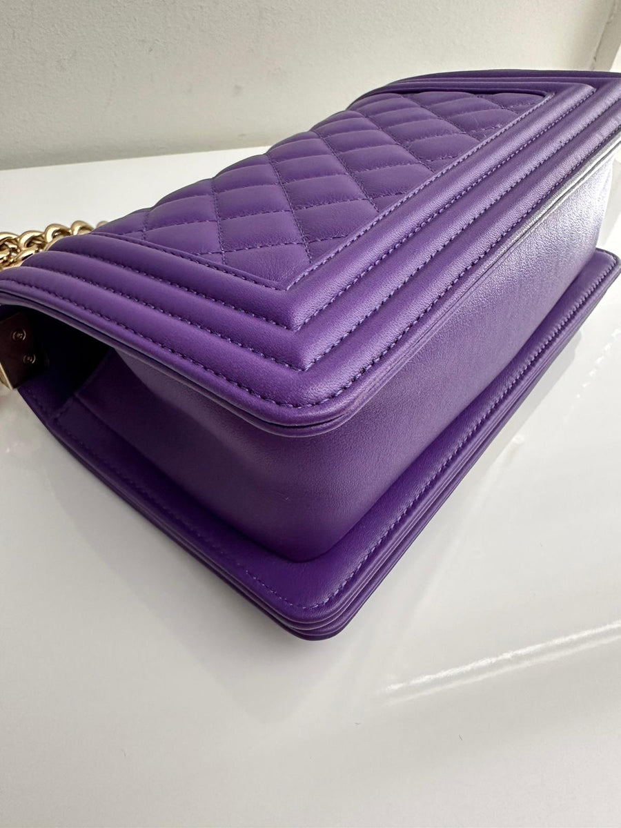 Chanel Small Boy Purple Caviar Lambskin LGHW