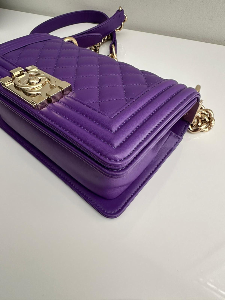 Chanel Small Boy Purple Caviar Lambskin LGHW