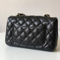 Chanel 17B Caviar Black Quilted Classic Flap Mini GHW