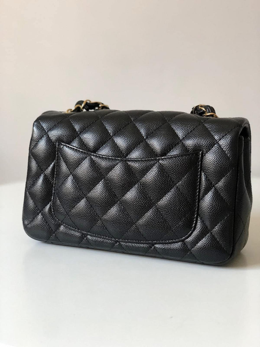 Chanel 17B Caviar Black Quilted Classic Flap Mini GHW