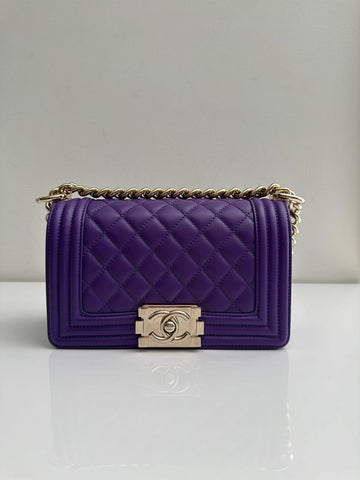Chanel Small Boy Purple Caviar Lambskin LGHW