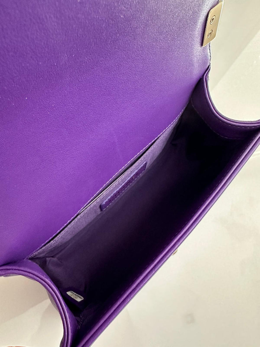 Chanel Small Boy Purple Caviar Lambskin LGHW