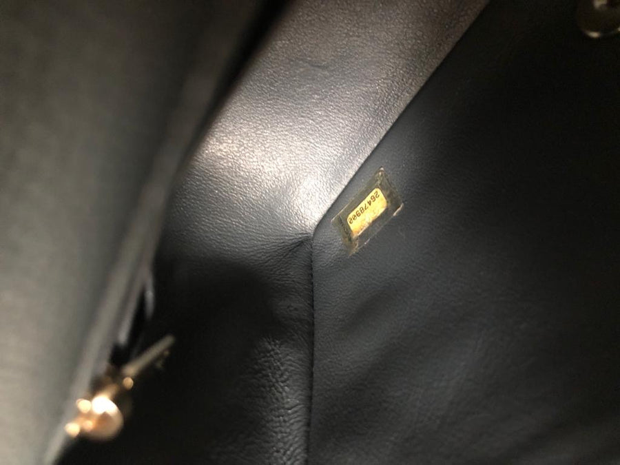 Chanel 18B Dark Grey Caviar Classic Flap Mini GHW.