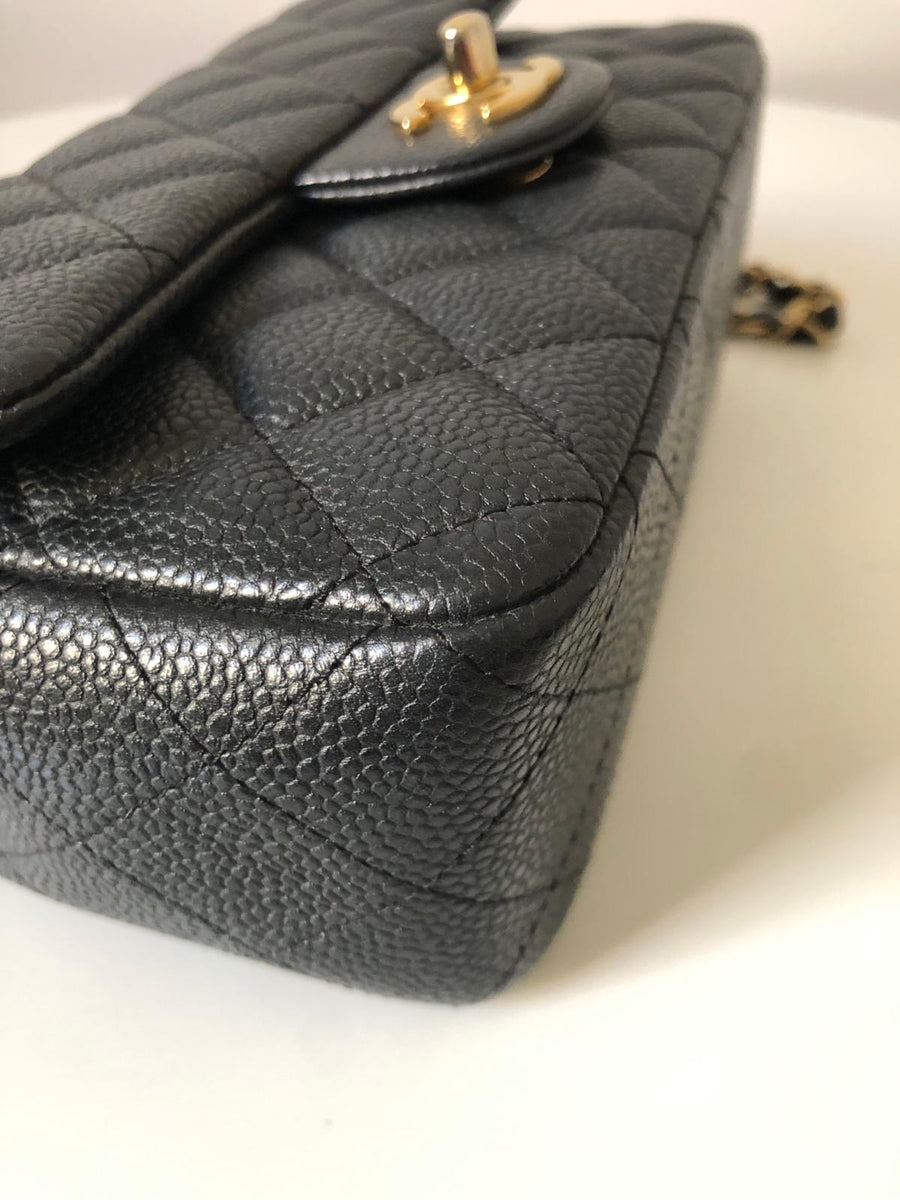 Chanel Caviar Black Quilted Classic Flap Mini GHW