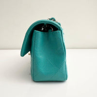 CHANEL Tiffany Green Caviar Classic Flap Mini GHW