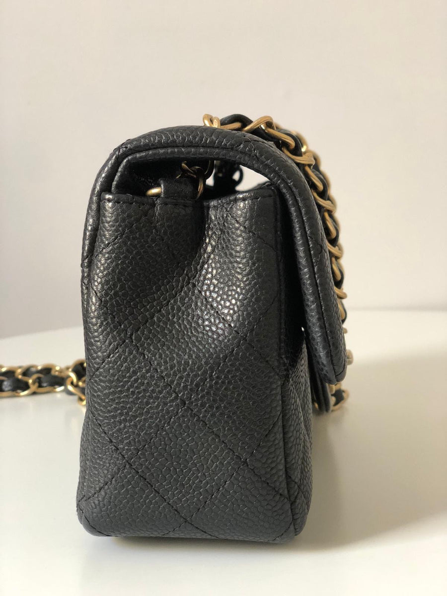 Chanel Caviar Black Quilted Classic Flap Mini GHW