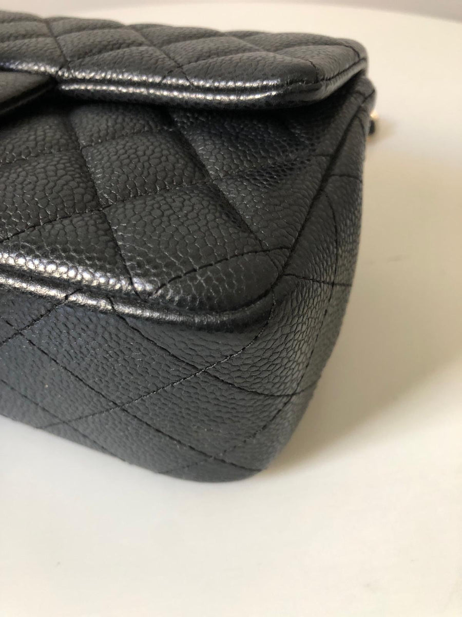 Chanel Caviar Black Quilted Classic Flap Mini GHW