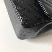 CHANEL Caviar Black Chevron Classic Flap Mini GHW