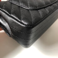 CHANEL Caviar Black Chevron Classic Flap Mini GHW