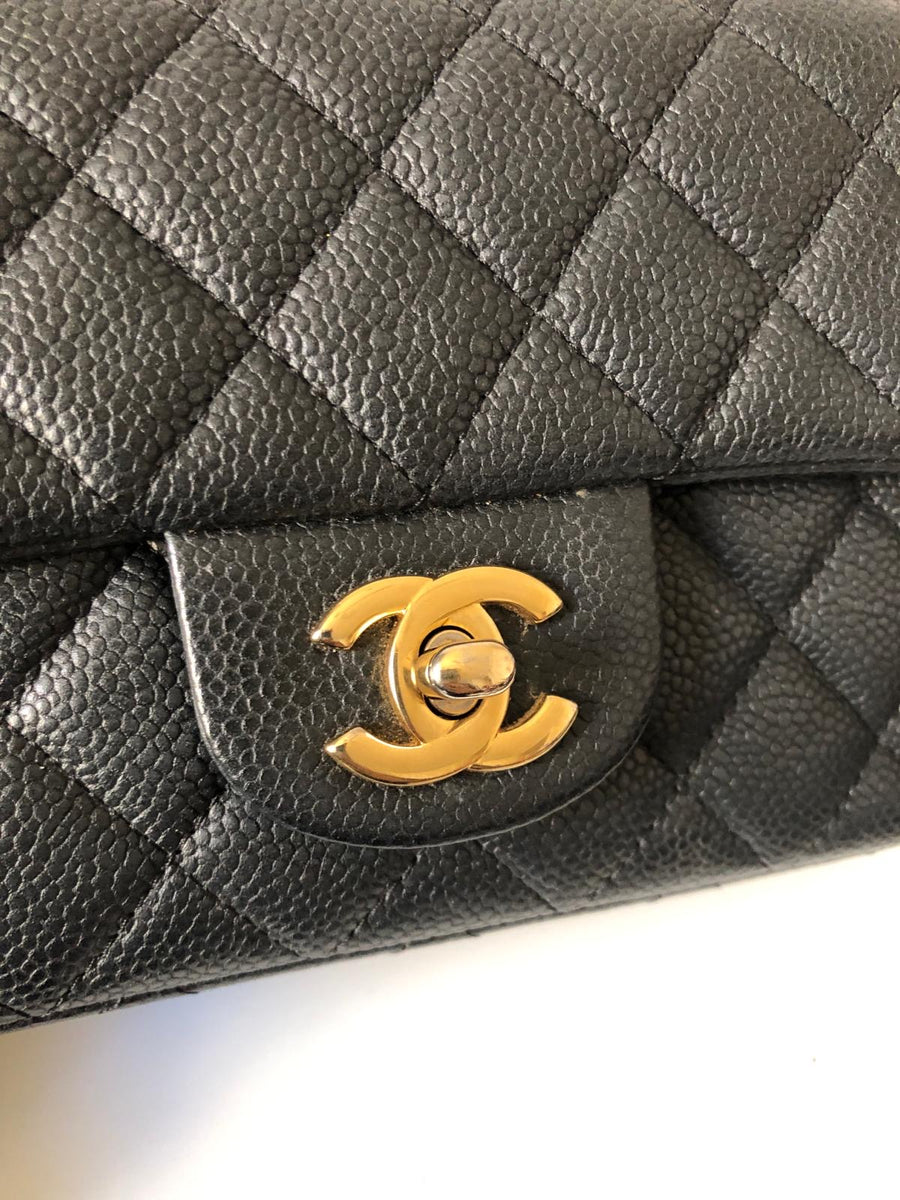 Chanel Caviar Black Quilted Classic Flap Mini GHW