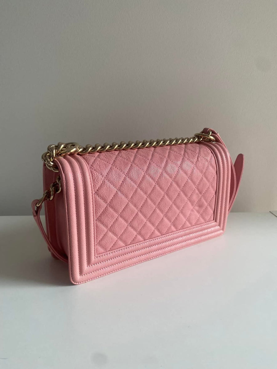 Chanel Old Medium Boy Quilted Caviar Gold Hardware