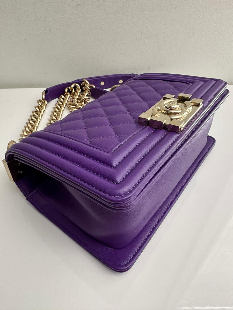 Chanel Small Boy Purple Caviar Lambskin LGHW