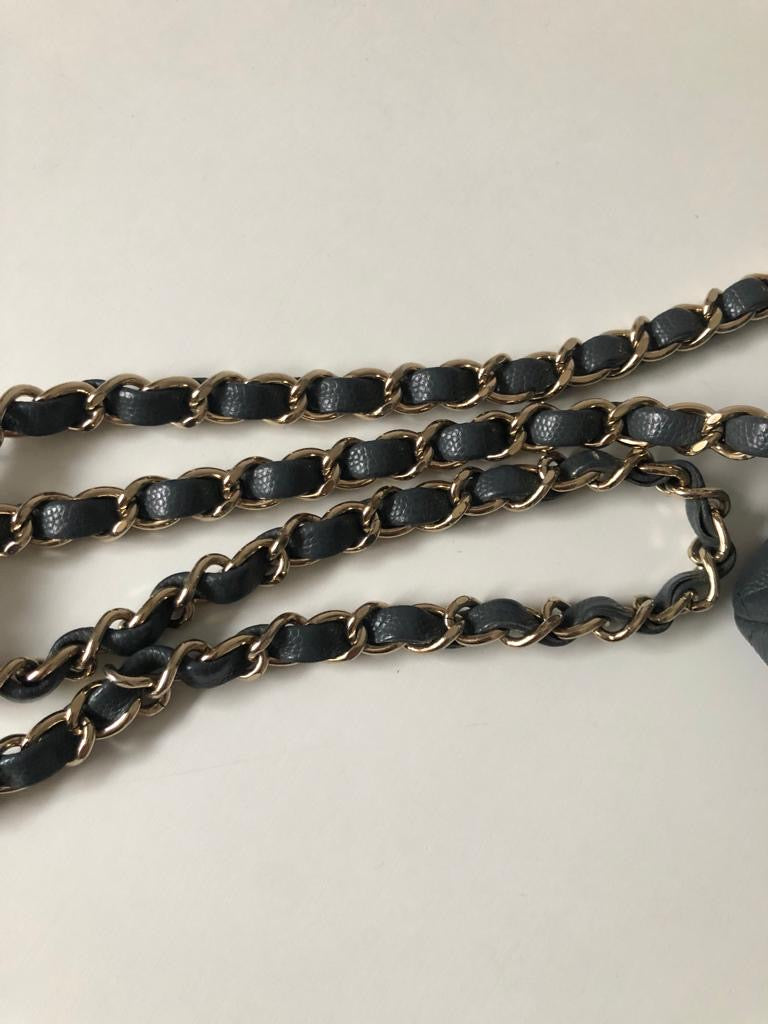 Chanel 18B Dark Grey Caviar Classic Flap Mini GHW.