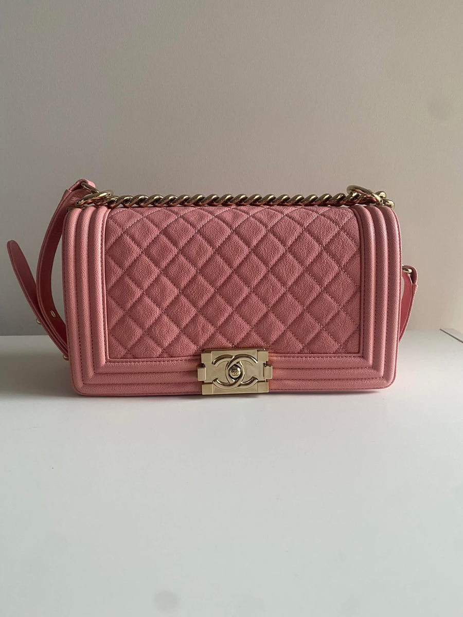 Chanel Old Medium Boy Quilted Caviar Gold Hardware