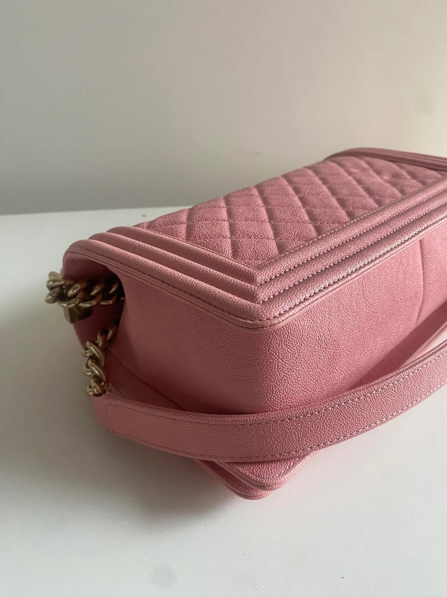 Chanel Old Medium Boy Quilted Caviar Gold Hardware