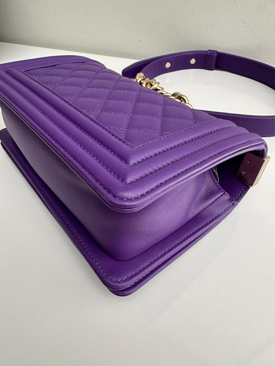 Chanel Small Boy Purple Caviar Lambskin LGHW
