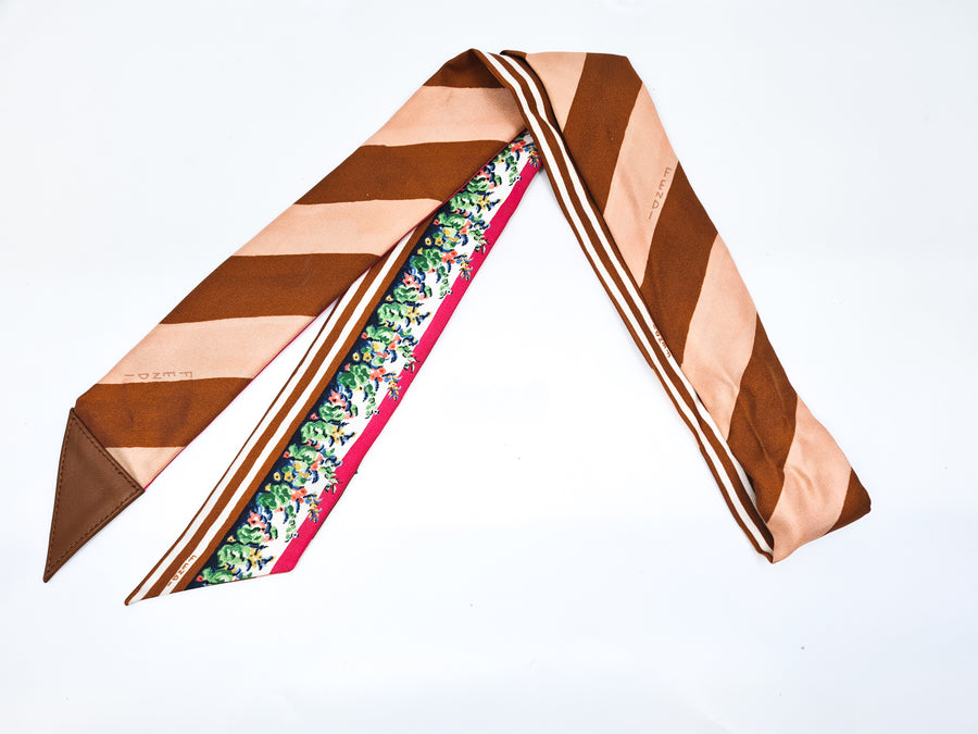 FENDI Wrappy Floral Silk Bandeau Leather Tipped