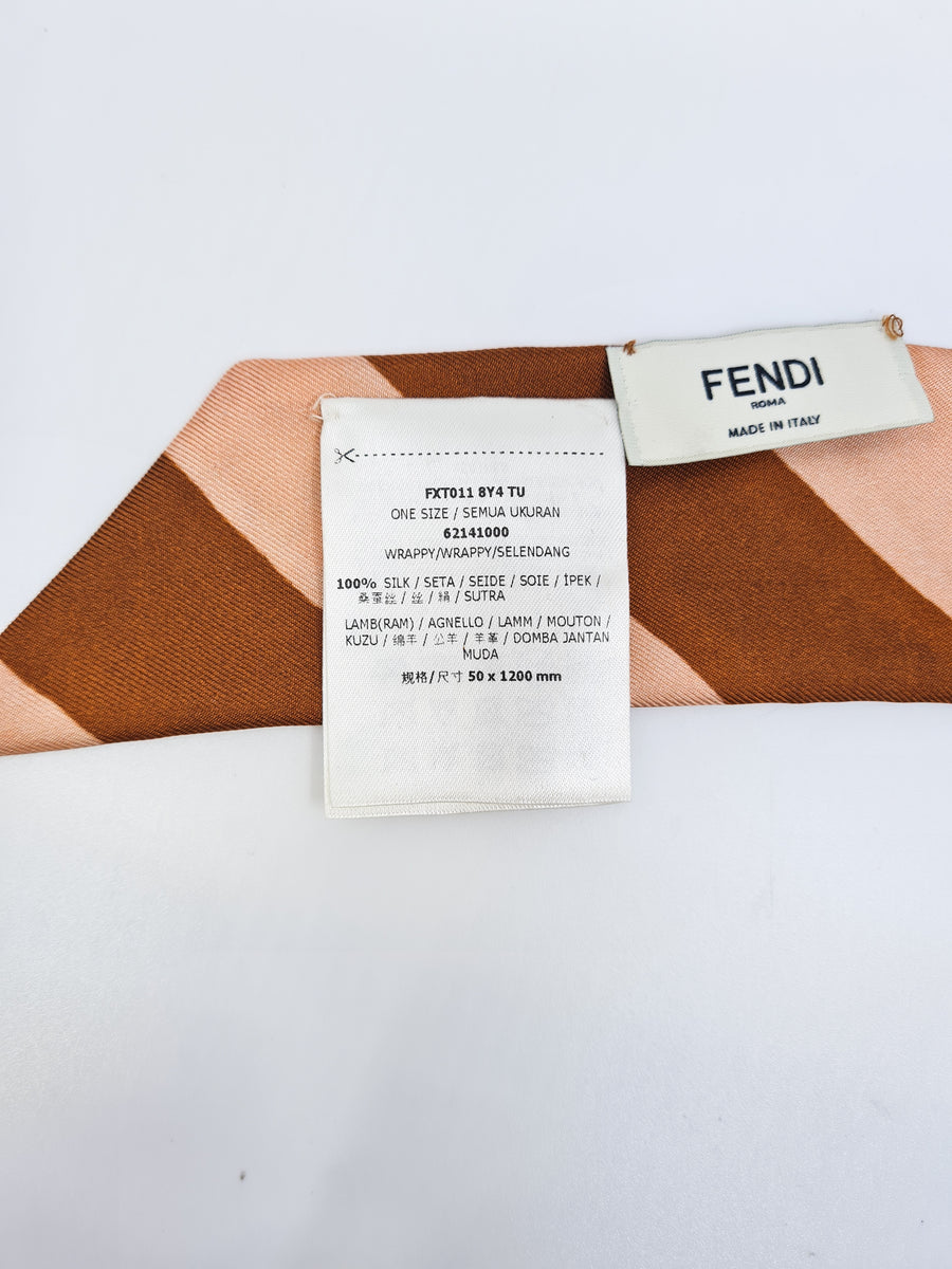 FENDI Wrappy Floral Silk Bandeau Leather Tipped