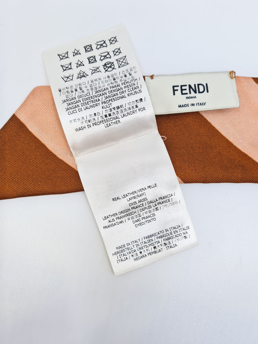 FENDI Wrappy Floral Silk Bandeau Leather Tipped